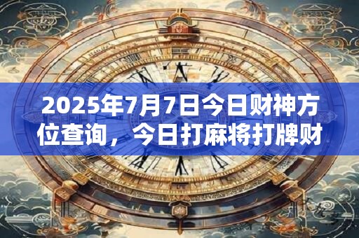 2025年7月7日今日财神方位查询，今日打麻将打牌财神方位！