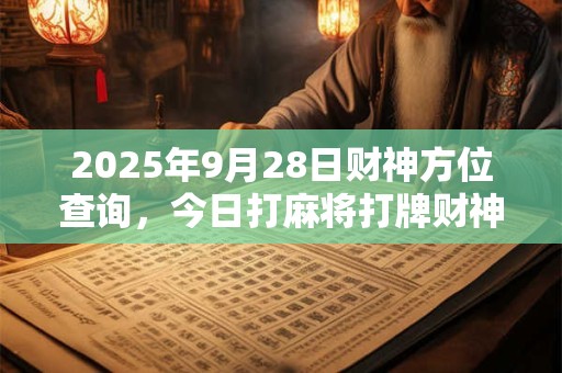 2025年9月28日财神方位查询，今日打麻将打牌财神方位