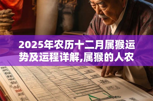 2025年农历十二月属猴运势及运程详解,属猴的人农历十二月运势好吗？