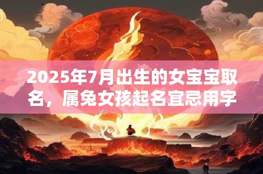 2025年7月出生的女宝宝取名，属兔女孩起名宜忌用字分析