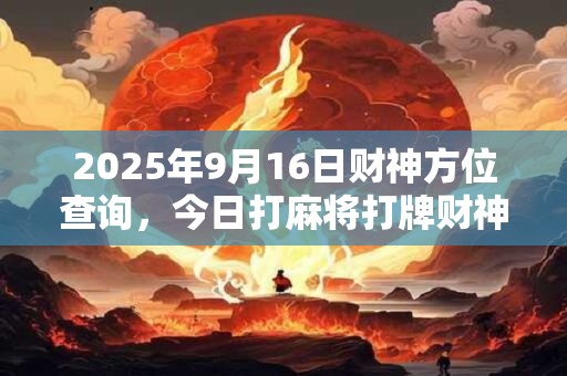 2025年9月16日财神方位查询，今日打麻将打牌财神方位