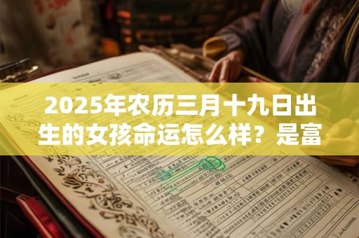 2025年农历三月十九日出生的女孩命运怎么样？是富贵命吗？