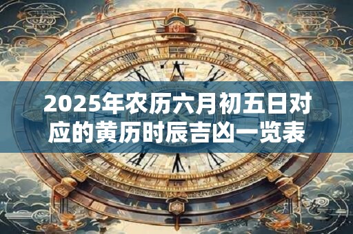2025年农历六月初五日对应的黄历时辰吉凶一览表