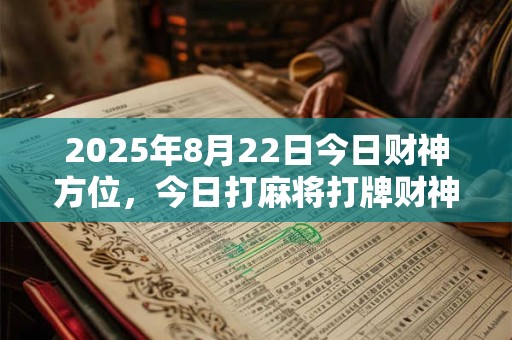 2025年8月22日今日财神方位，今日打麻将打牌财神方位