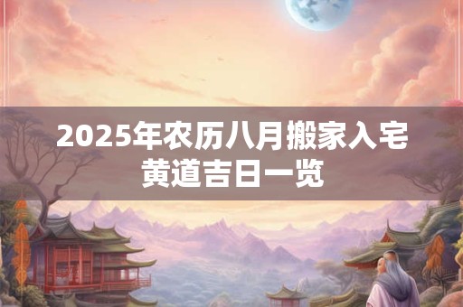 2025年农历八月搬家入宅黄道吉日一览