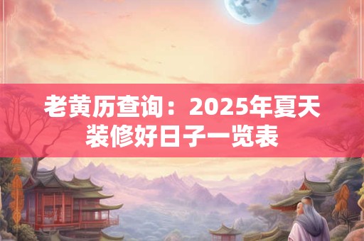 老黄历查询：2025年夏天装修好日子一览表