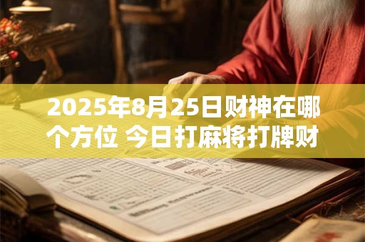 2025年8月25日财神在哪个方位 今日打麻将打牌财运方位