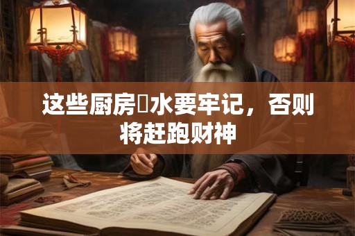 这些厨房風水要牢记，否则将赶跑财神