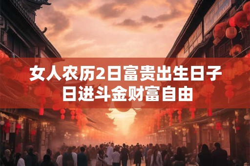 女人农历2日富贵出生日子 日进斗金财富自由