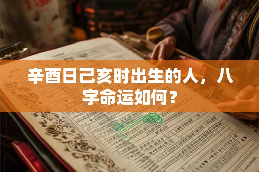 辛酉日己亥时出生的人，八字命运如何？