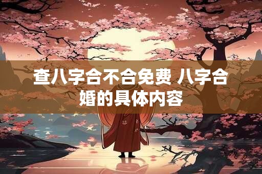 查八字合不合免费 八字合婚的具体内容