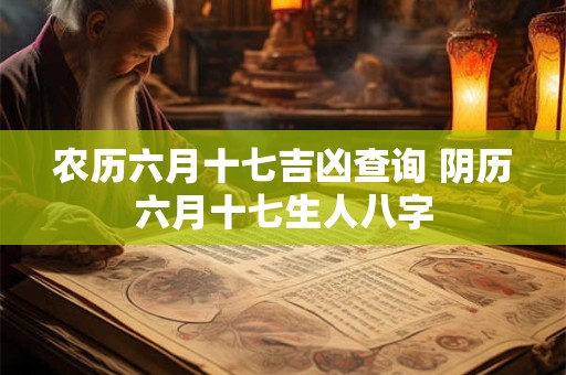 农历六月十七吉凶查询 阴历六月十七生人八字