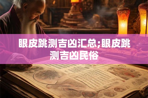 眼皮跳测吉凶汇总;眼皮跳测吉凶民俗