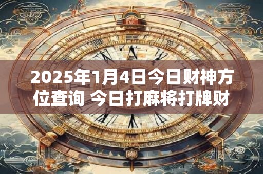 2025年1月4日今日财神方位查询 今日打麻将打牌财运方位