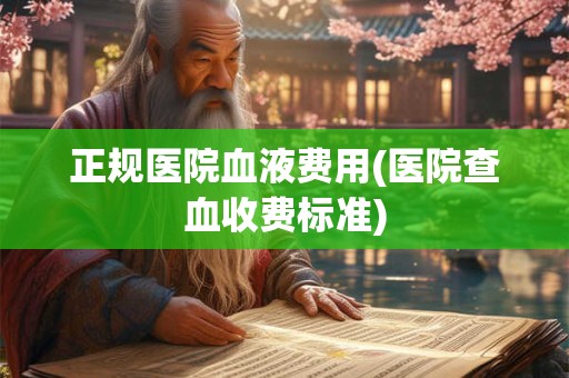 正规医院血液费用(医院查血收费标准)