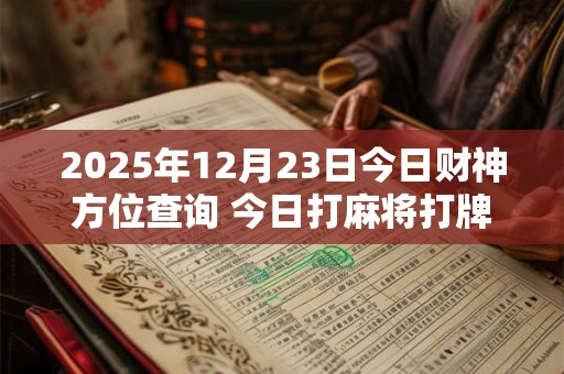 2025年12月23日今日财神方位查询 今日打麻将打牌财神方位