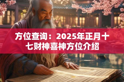 方位查询：2025年正月十七财神喜神方位介绍
