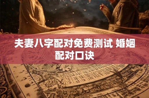 夫妻八字配对免费测试 婚姻配对口诀