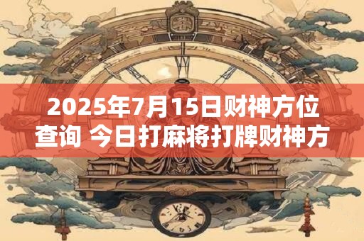 2025年7月15日财神方位查询 今日打麻将打牌财神方位