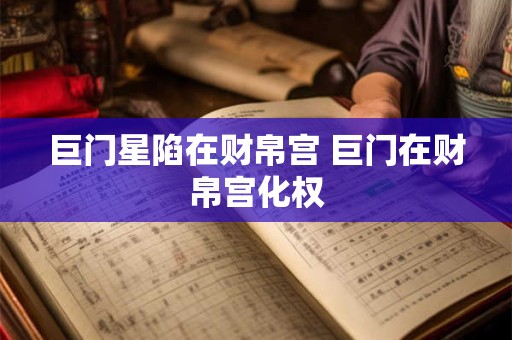 巨门星陷在财帛宫 巨门在财帛宫化权
