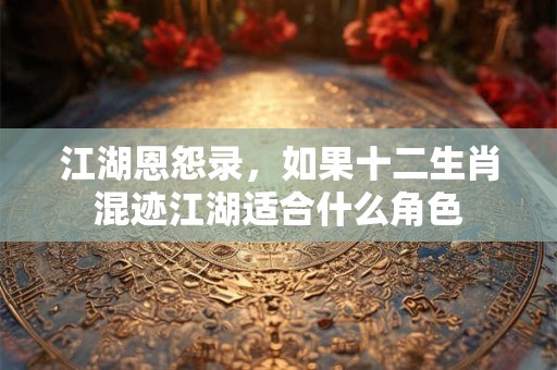 江湖恩怨录，如果十二生肖混迹江湖适合什么角色