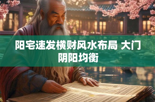 阳宅速发横财风水布局 大门阴阳均衡