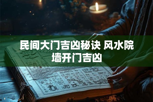 民间大门吉凶秘诀 风水院墙开门吉凶