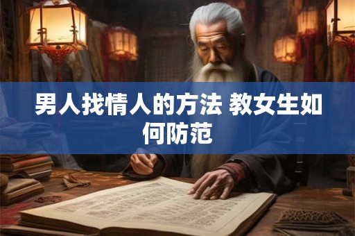 男人找情人的方法 教女生如何防范