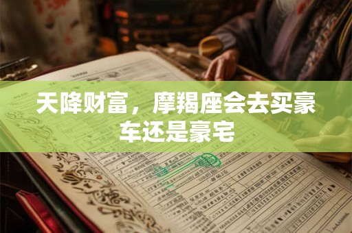 天降财富，摩羯座会去买豪车还是豪宅