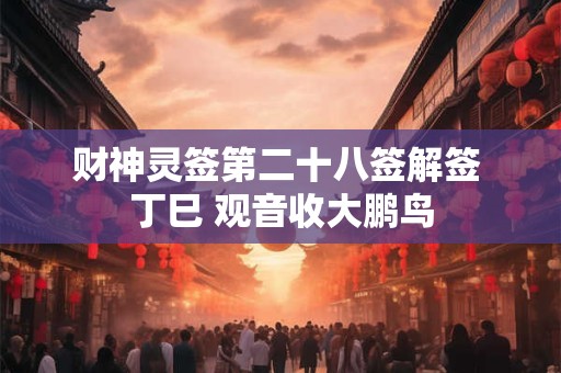 财神灵签第二十八签解签 丁巳 观音收大鹏鸟