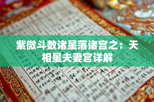 紫微斗数诸星落诸宫之：天相星夫妻宫详解