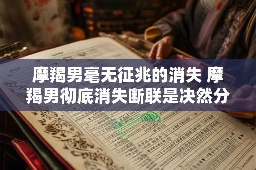 摩羯男毫无征兆的消失 摩羯男彻底消失断联是决然分手吗