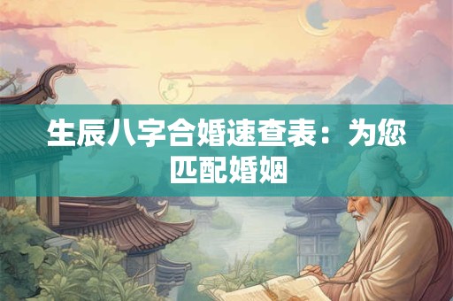 生辰八字合婚速查表：为您匹配婚姻