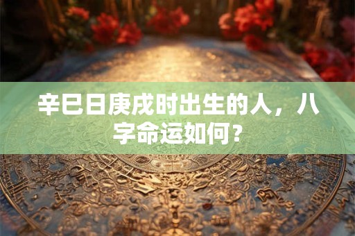 辛巳日庚戌时出生的人，八字命运如何？