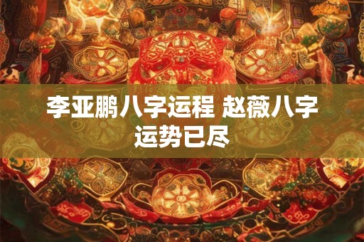 李亚鹏八字运程 赵薇八字运势已尽