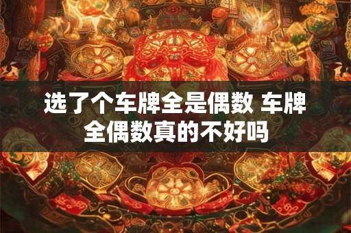 选了个车牌全是偶数 车牌全偶数真的不好吗