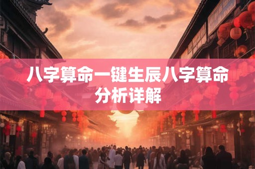 八字算命一键生辰八字算命分析详解