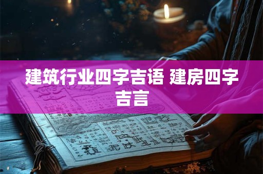 建筑行业四字吉语 建房四字吉言