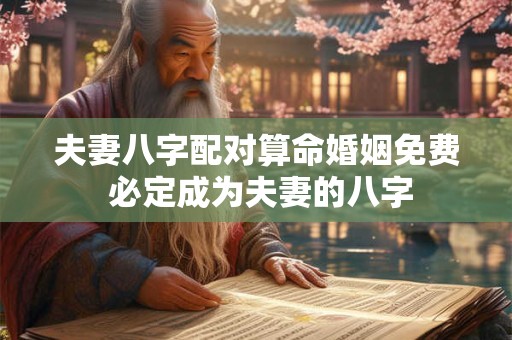 夫妻八字配对算命婚姻免费 必定成为夫妻的八字