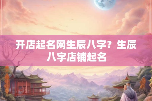 开店起名网生辰八字？生辰八字店铺起名