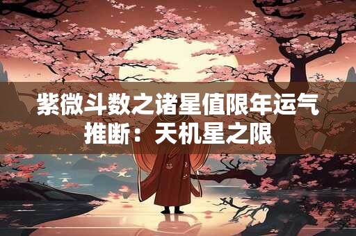 紫微斗数之诸星值限年运气推断：天机星之限