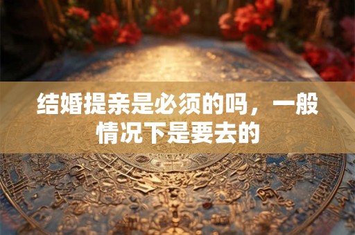 结婚提亲是必须的吗，一般情况下是要去的