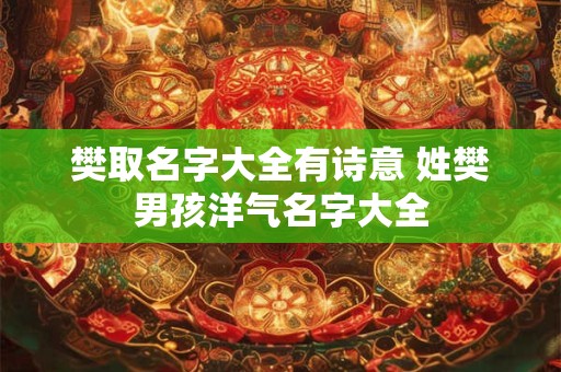 樊取名字大全有诗意 姓樊男孩洋气名字大全