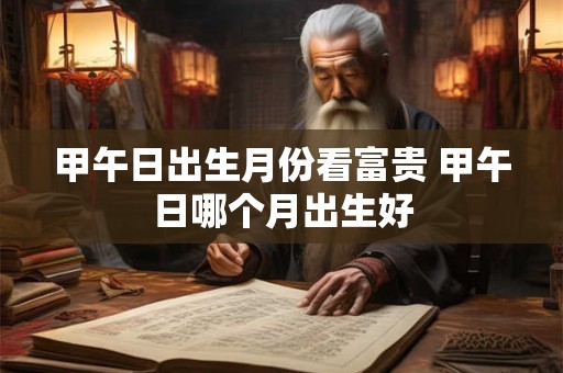 甲午日出生月份看富贵 甲午日哪个月出生好