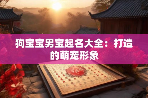 狗宝宝男宝起名大全：打造的萌宠形象