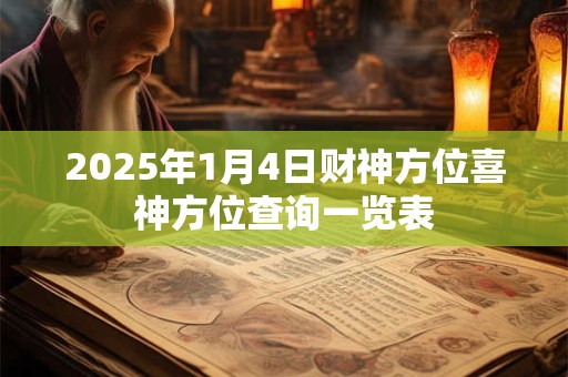 2025年1月4日财神方位喜神方位查询一览表