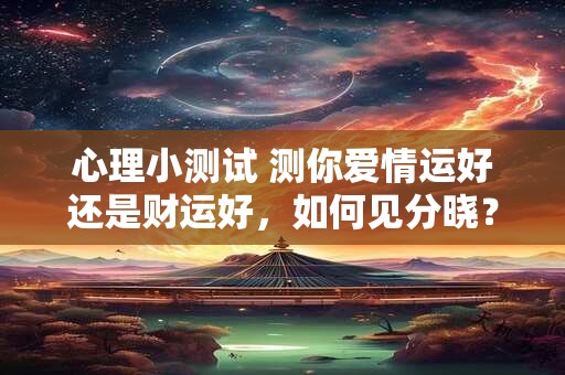 心理小测试 测你爱情运好还是财运好，如何见分晓？