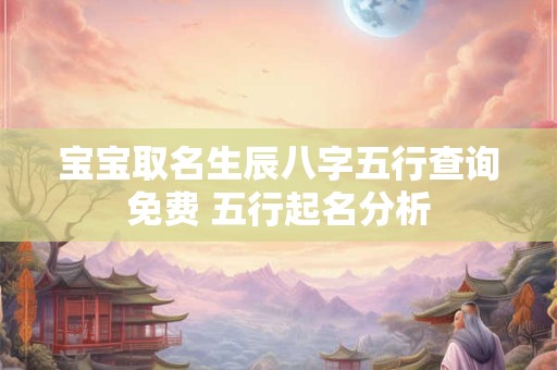 宝宝取名生辰八字五行查询免费 五行起名分析