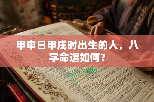 甲申日甲戌时出生的人，八字命运如何？