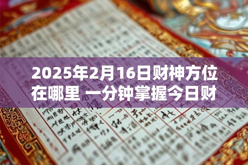 2025年2月16日财神方位在哪里 一分钟掌握今日财运方向